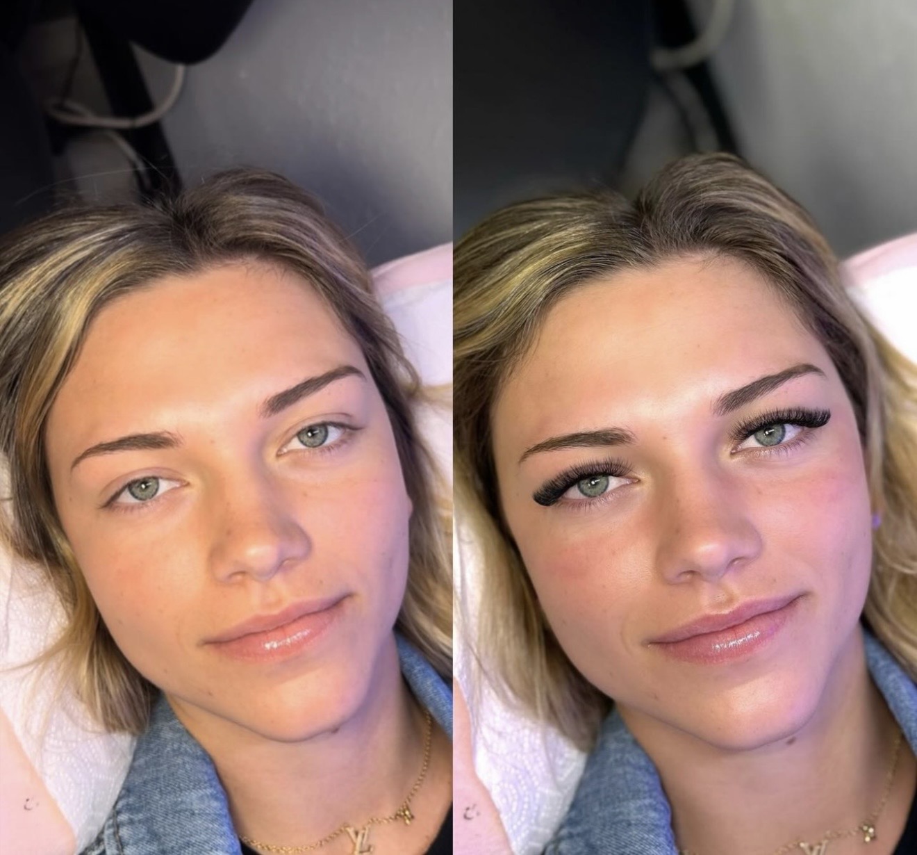 DZGLAMM lashes before and after — Hybrid Set