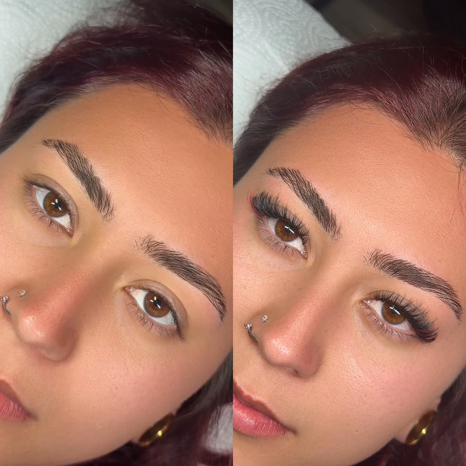 DZGLAMM lashes before and after — Colored Wet Set